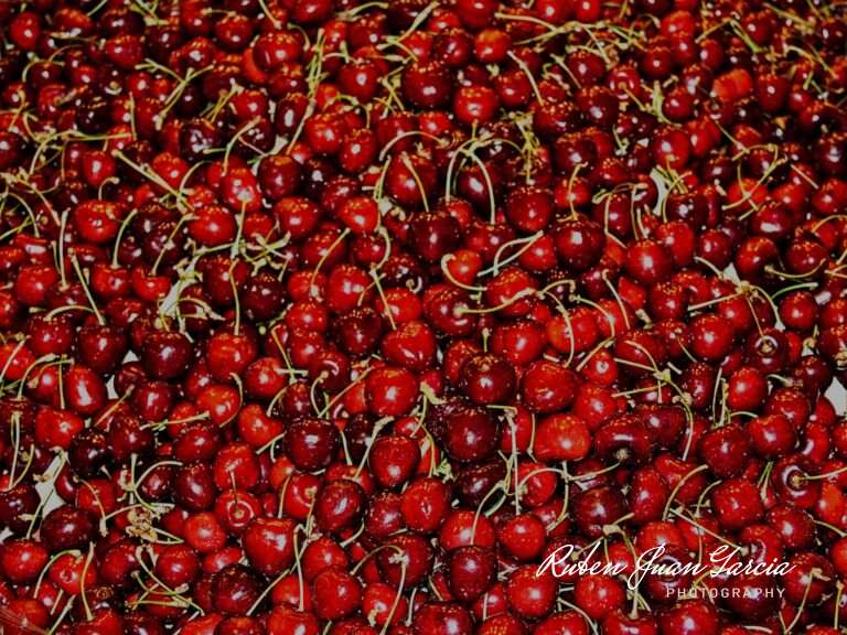 Many Luscious Red Cherries At Market